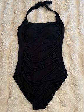 Tempt Me Black Halter One-Piece Swimsuit Bathing Suit Size Small